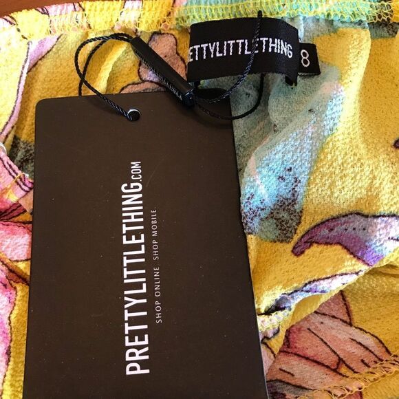 NWT Pretty Little Thing Halter Dress, 4, Yellow Y2K. Frilly keyhole summer! - Picture 7 of 11